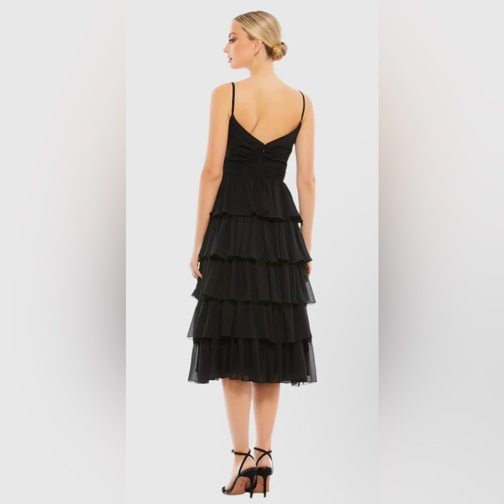 NWT IEENA FOR MAC DUGGAL SZ 2 BLACK Sheer Chiffon Overlay V-Neckline #55437 - Picture 9 of 10